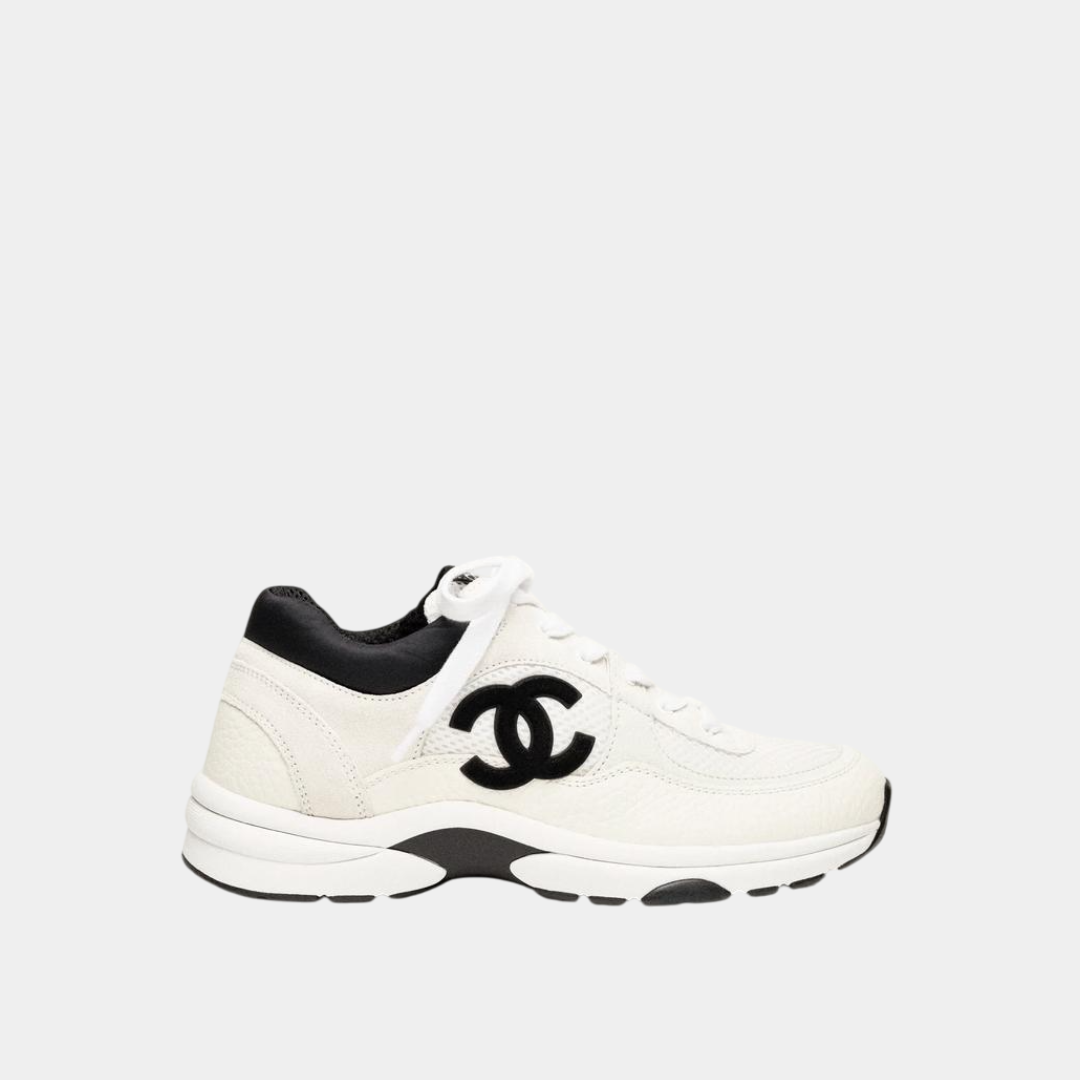Chanel Mesh, Suede Calfskin & Grained Calfskin White Sneakers